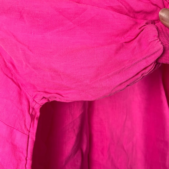 Lilly Pulitzer Mialeigh Elbow Sleeve Linen Top size 12 in passion fruit pink - Picture 8 of 8